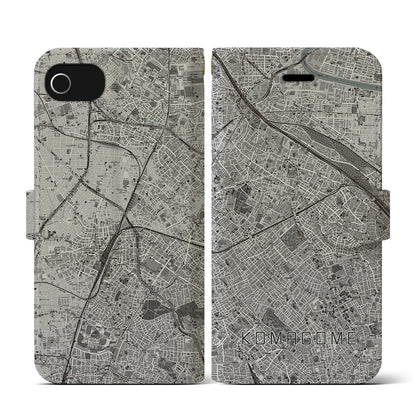 【駒込（東京都）】地図柄iPhoneケース（手帳タイプ）モノトーン・iPhone SE（第3 / 第2世代） / 8 / 7 / 6s / 6 用