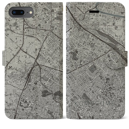 【駒込（東京都）】地図柄iPhoneケース（手帳タイプ）モノトーン・iPhone 8Plus /7Plus / 6sPlus / 6Plus 用