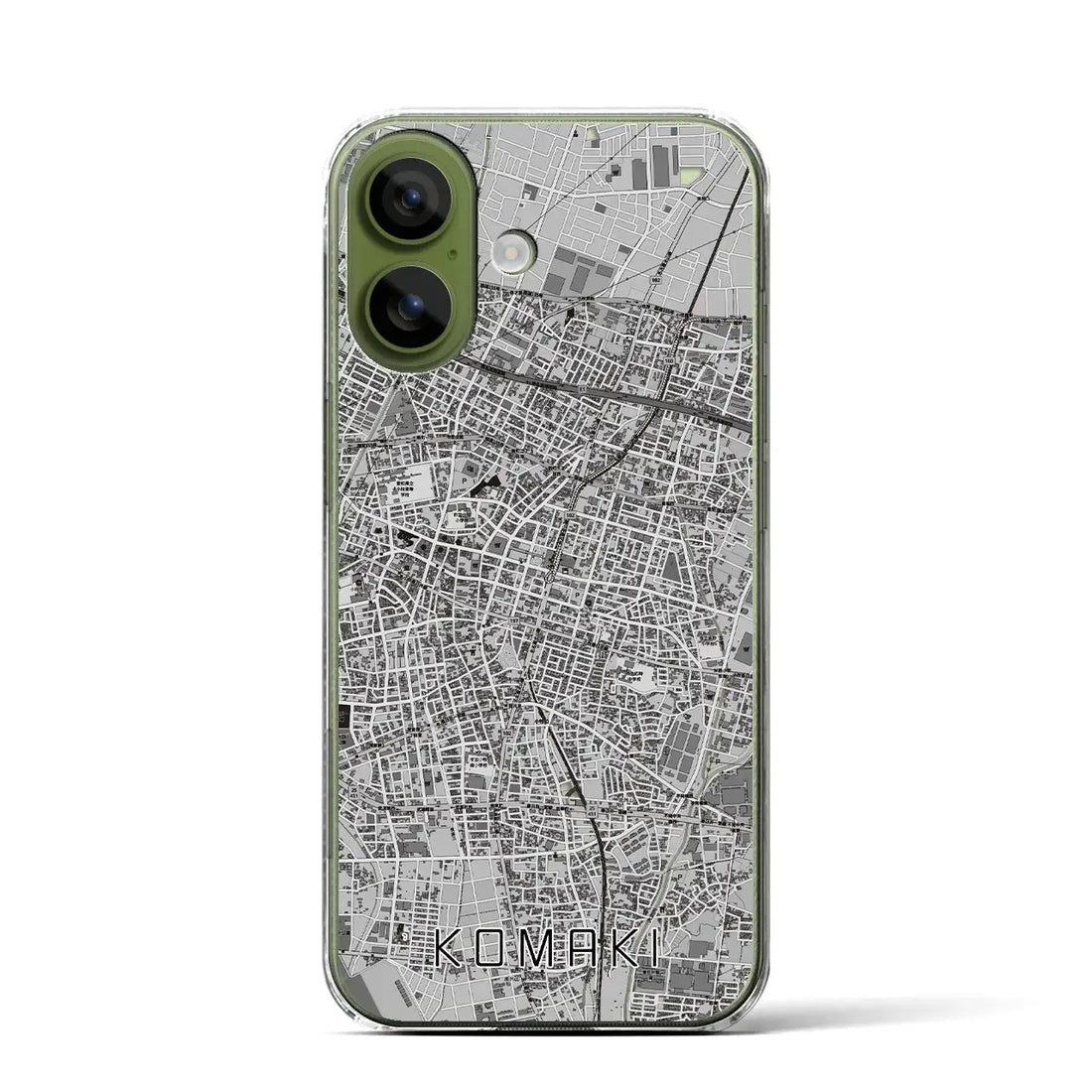 【小牧（愛知県）】地図柄iPhoneケース（クリアタイプ）モノトーン・iPhone 17 Pro Max 用