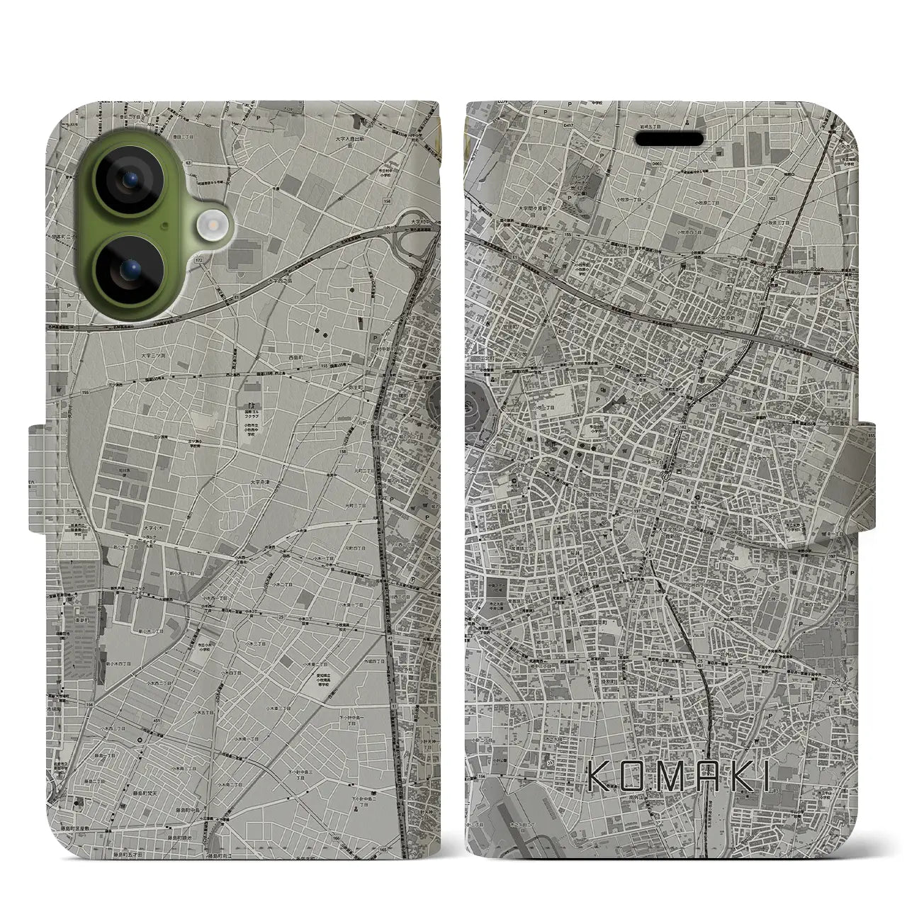 【小牧（愛知県）】地図柄iPhoneケース（手帳タイプ）