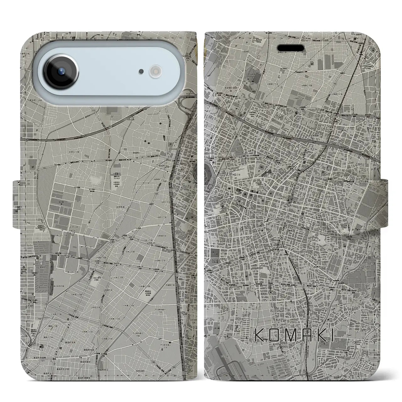 【小牧（愛知県）】地図柄iPhoneケース（手帳タイプ）