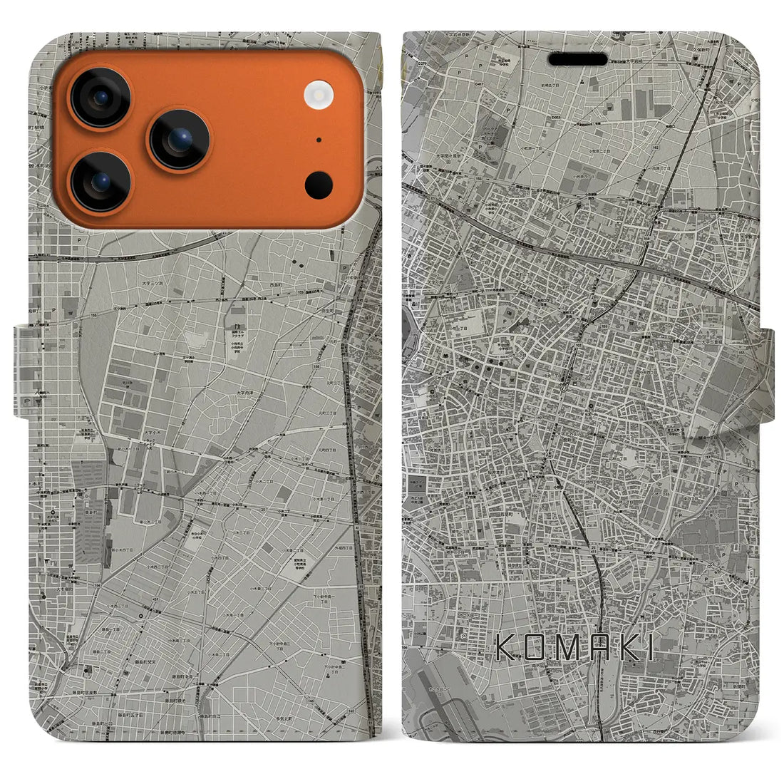 【小牧（愛知県）】地図柄iPhoneケース（手帳タイプ）