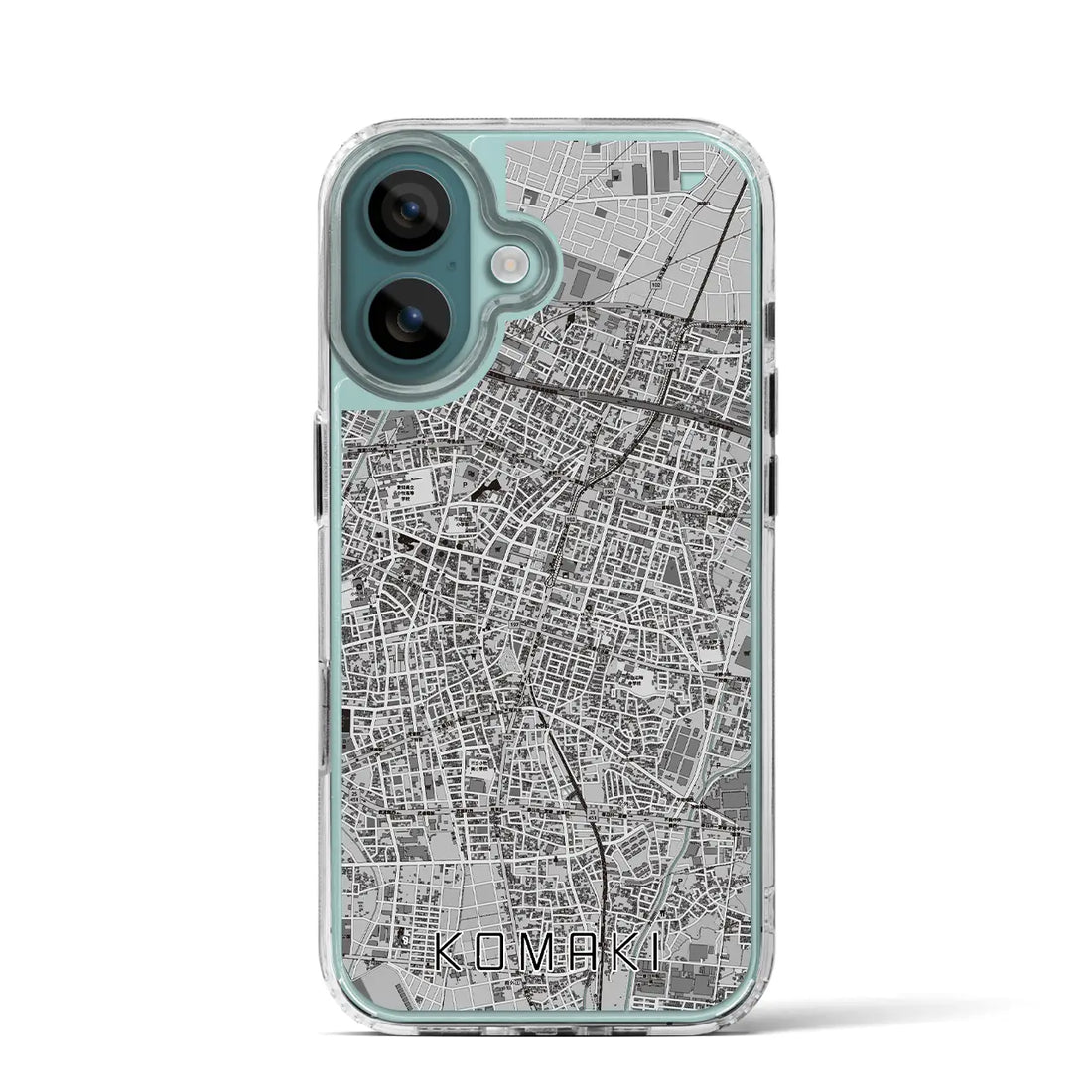 【小牧（愛知県）】地図柄iPhoneケース（MagSafeタイプ）モノトーン・iPhone 16 Pro 用