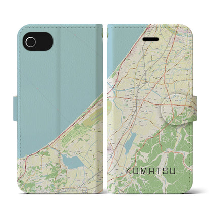 【小松（石川県）】地図柄iPhoneケース（手帳タイプ）ナチュラル・iPhone SE（第3 / 第2世代） / 8 / 7 / 6s / 6 用