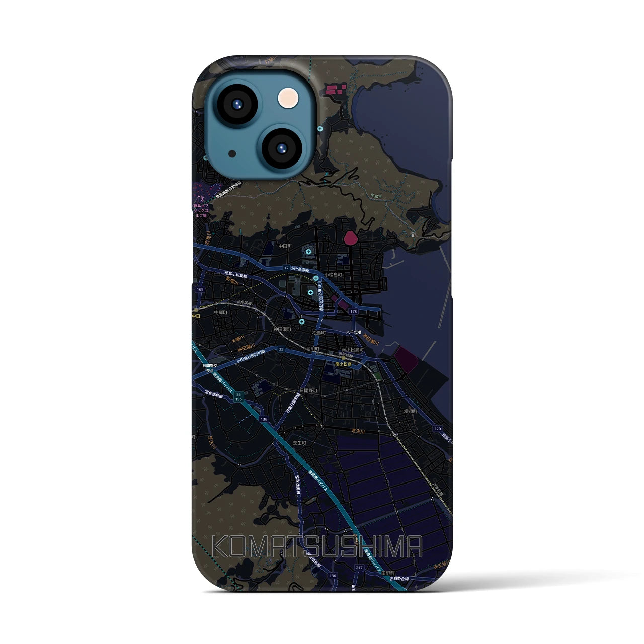 【小松島（徳島県）】地図柄iPhoneケース（バックカバータイプ）