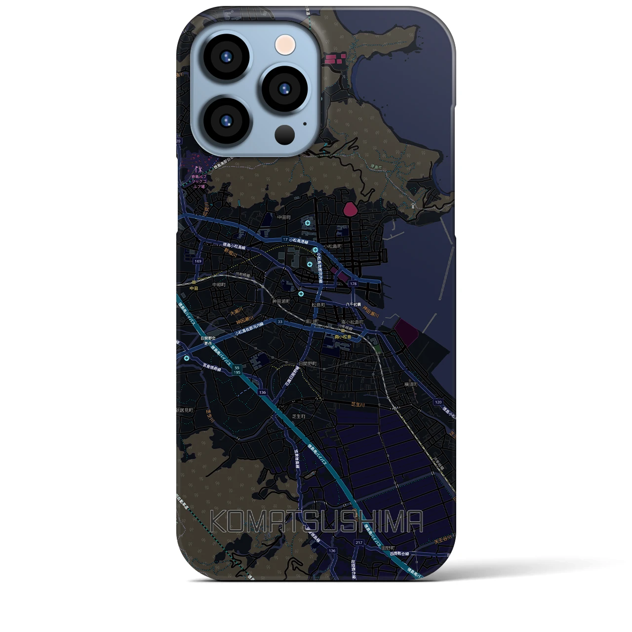 【小松島（徳島県）】地図柄iPhoneケース（バックカバータイプ）