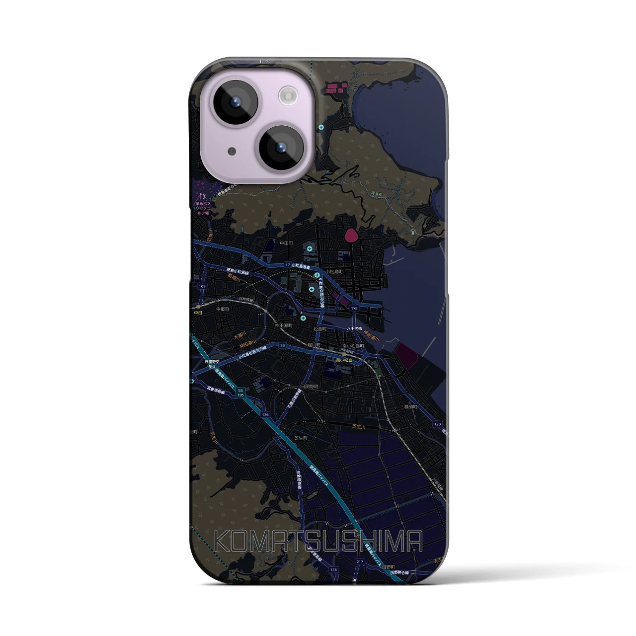 【小松島（徳島県）】地図柄iPhoneケース（バックカバータイプ）