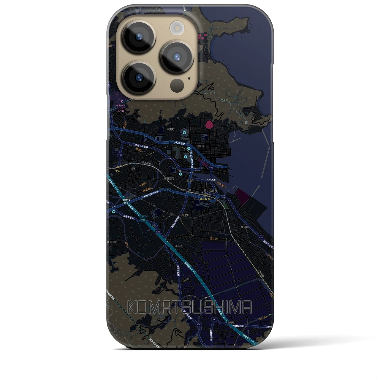 【小松島（徳島県）】地図柄iPhoneケース（バックカバータイプ）