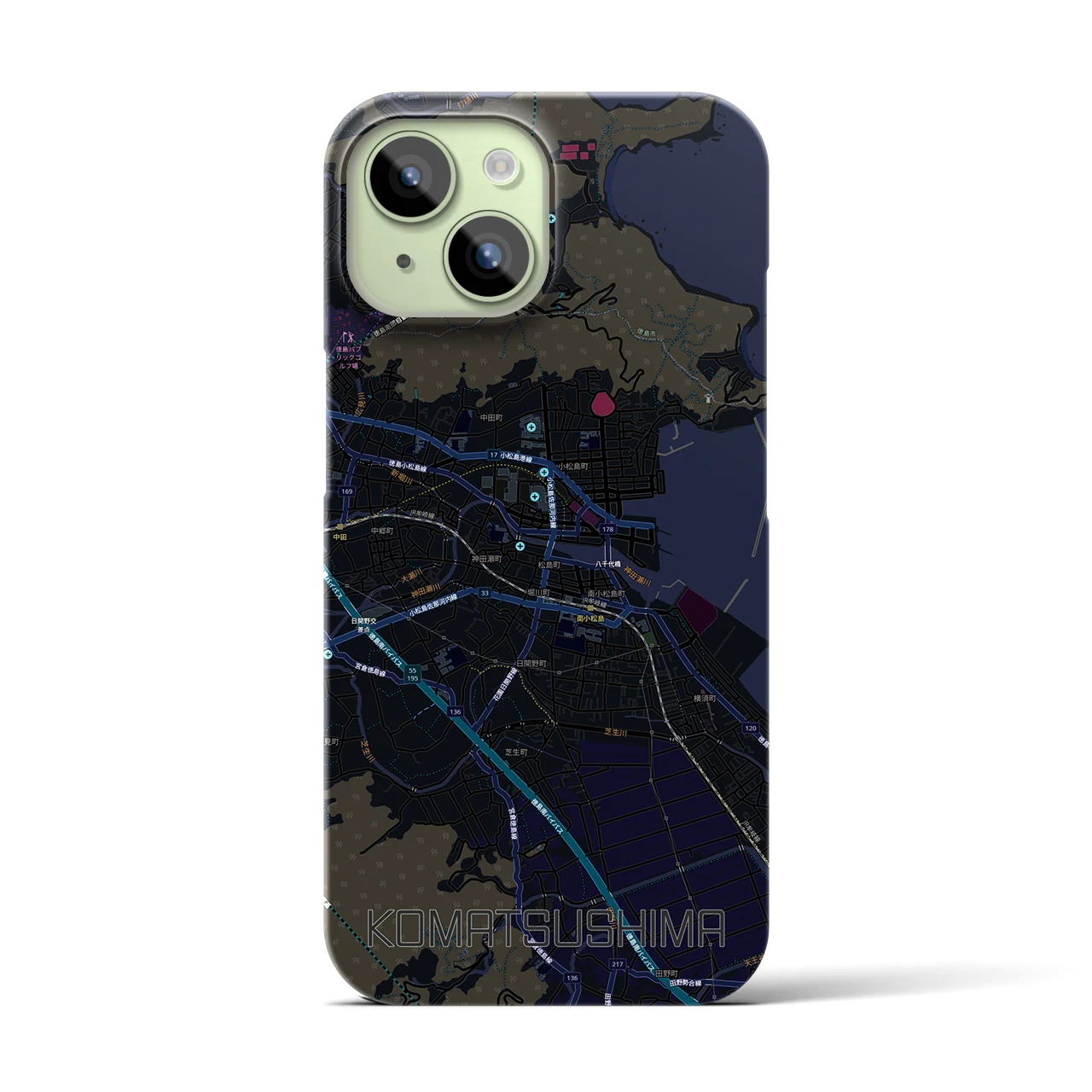 【小松島（徳島県）】地図柄iPhoneケース（バックカバータイプ）