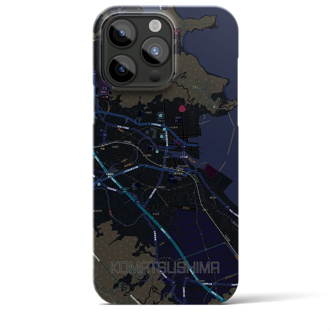 【小松島（徳島県）】地図柄iPhoneケース（バックカバータイプ）