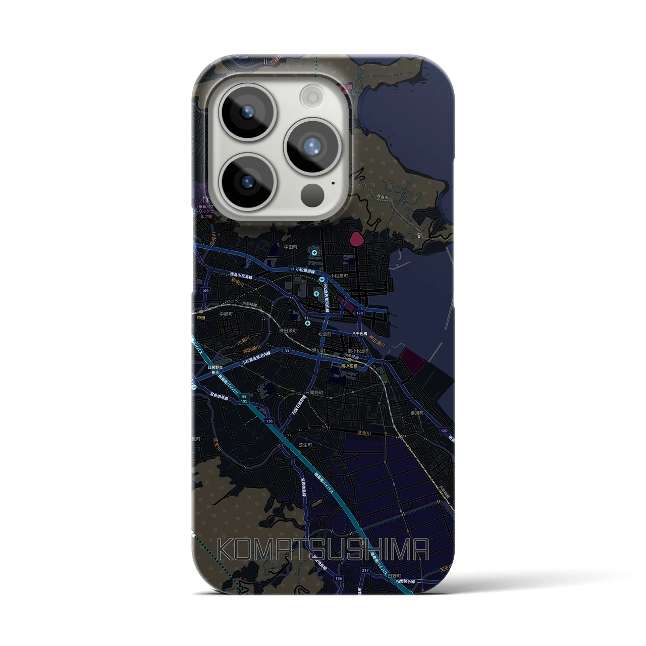 【小松島（徳島県）】地図柄iPhoneケース（バックカバータイプ）
