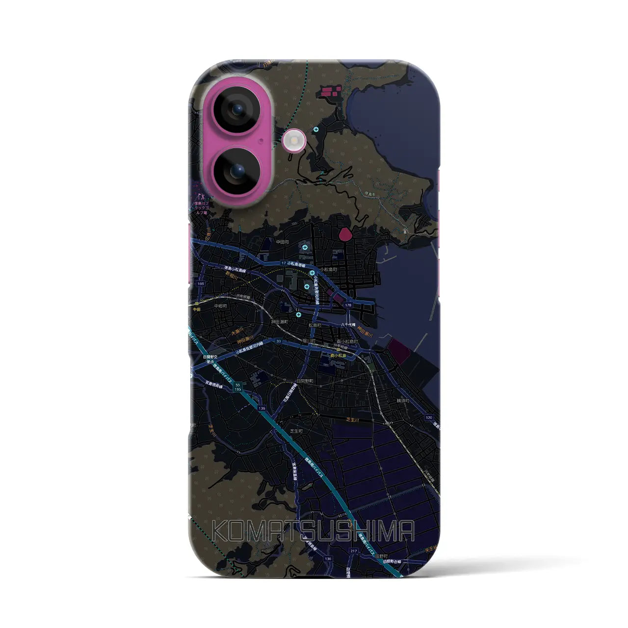 【小松島（徳島県）】地図柄iPhoneケース（バックカバータイプ）