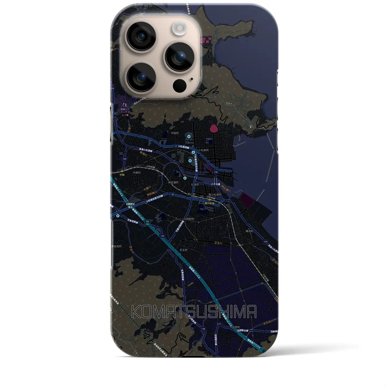 【小松島（徳島県）】地図柄iPhoneケース（バックカバータイプ）