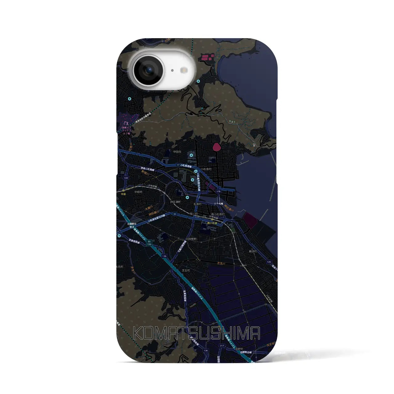 【小松島（徳島県）】地図柄iPhoneケース（バックカバータイプ）