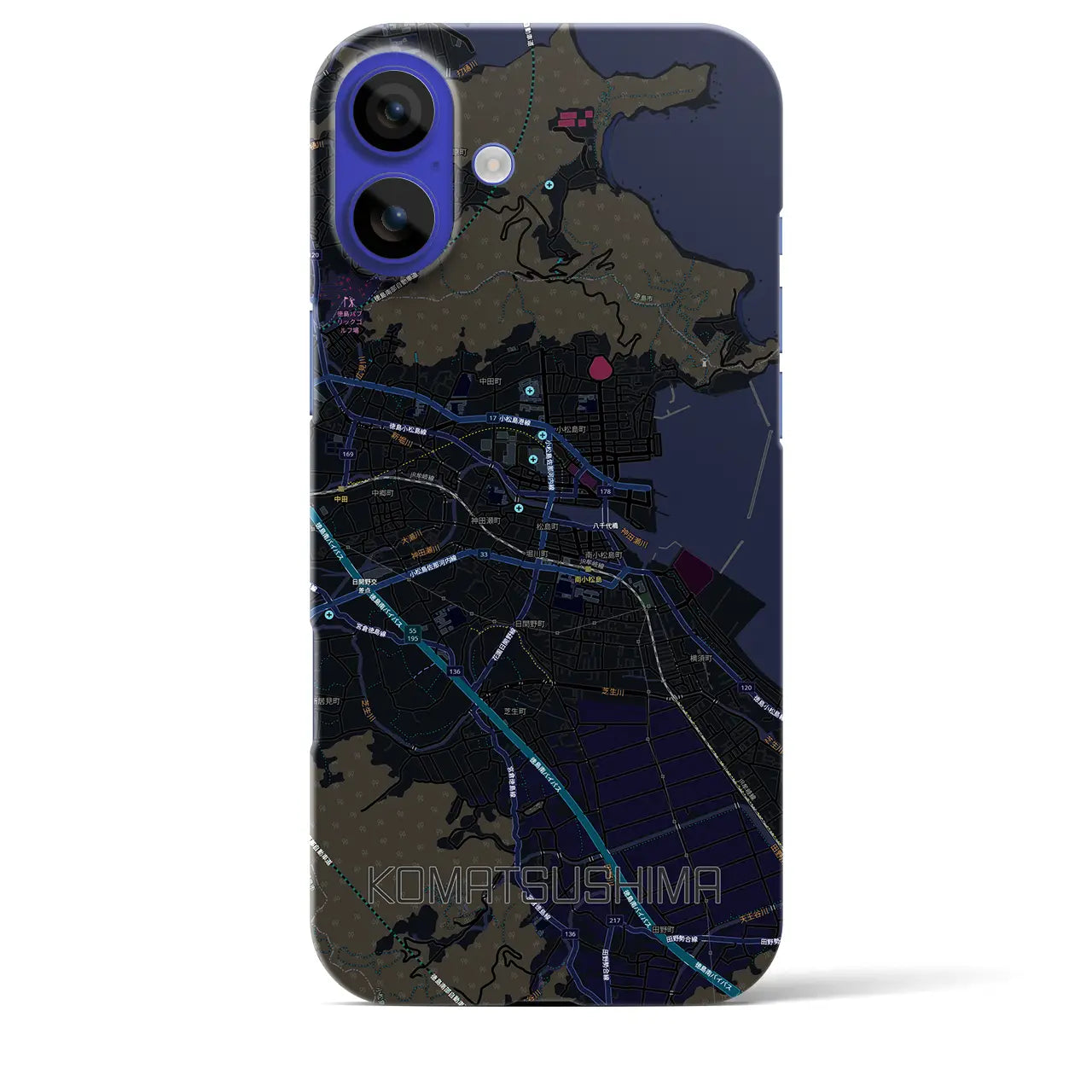 【小松島（徳島県）】地図柄iPhoneケース（バックカバータイプ）