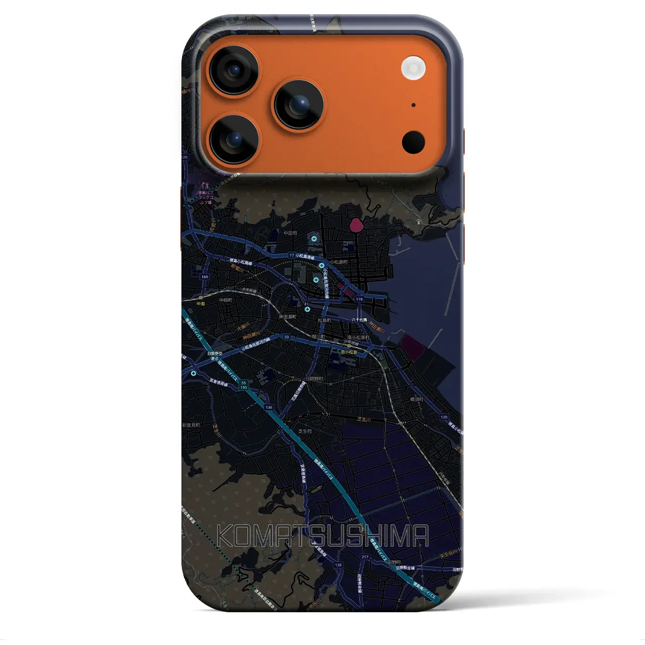 【小松島（徳島県）】地図柄iPhoneケース（バックカバータイプ）