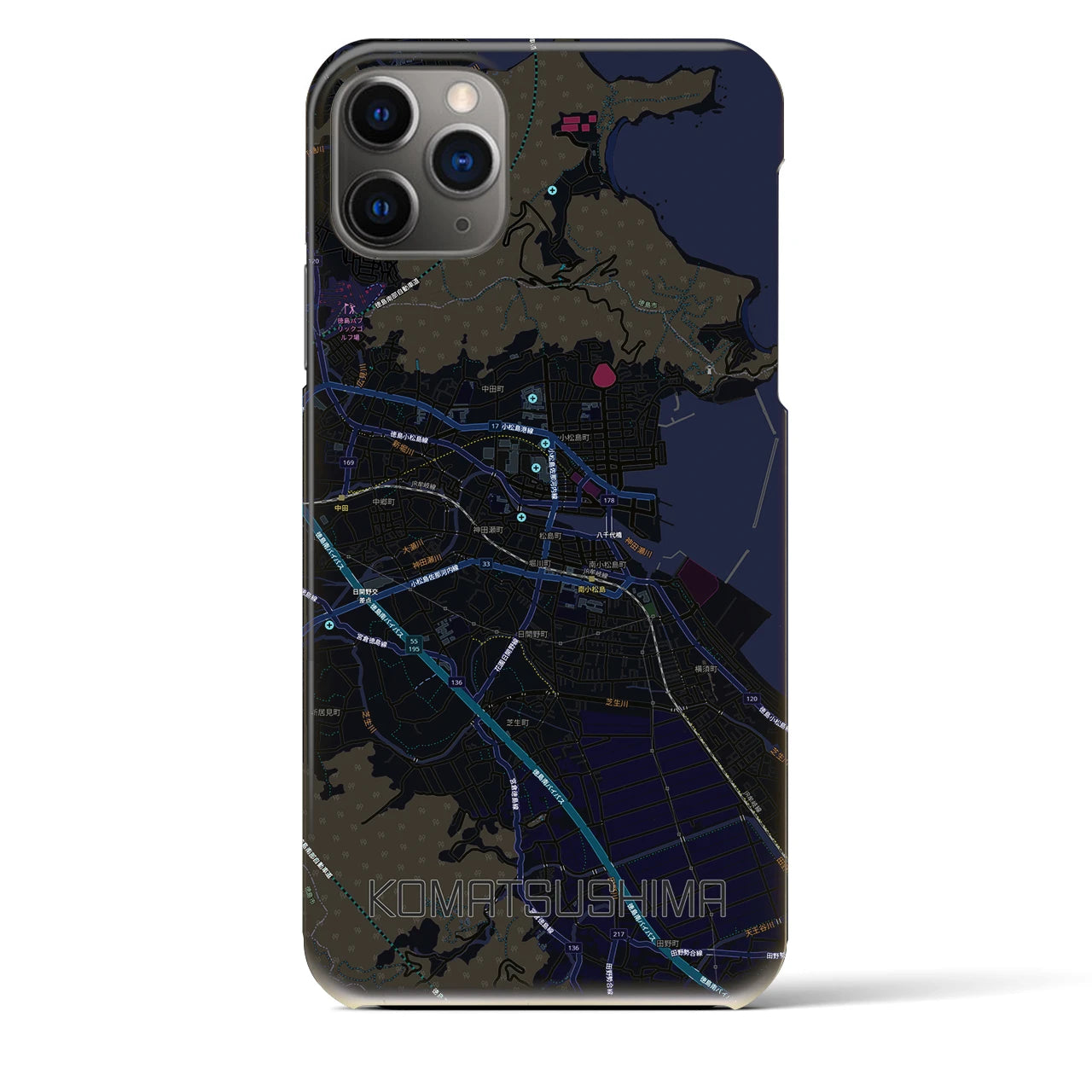 【小松島（徳島県）】地図柄iPhoneケース（バックカバータイプ）
