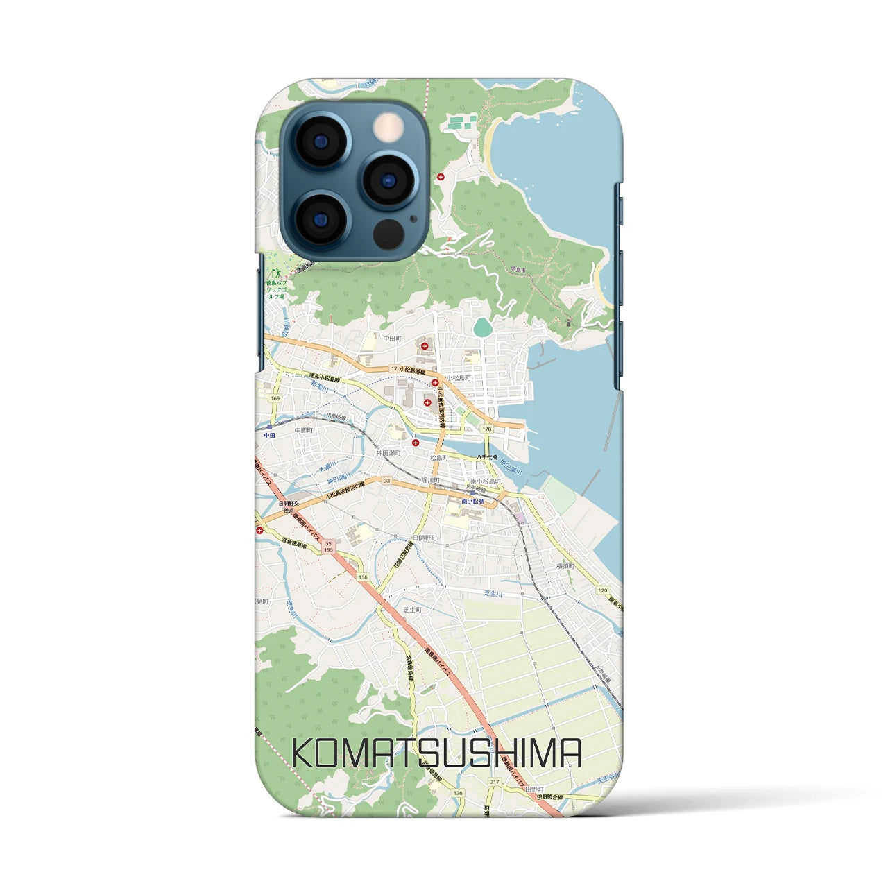 【小松島（徳島県）】地図柄iPhoneケース（バックカバータイプ）