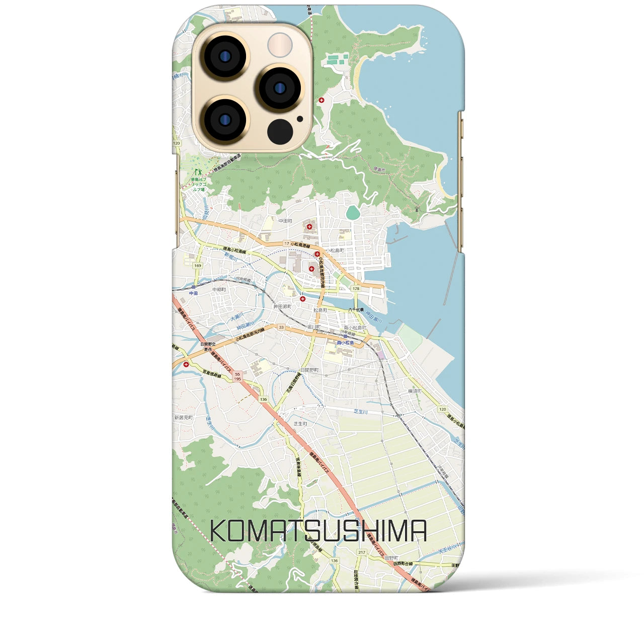 【小松島（徳島県）】地図柄iPhoneケース（バックカバータイプ）