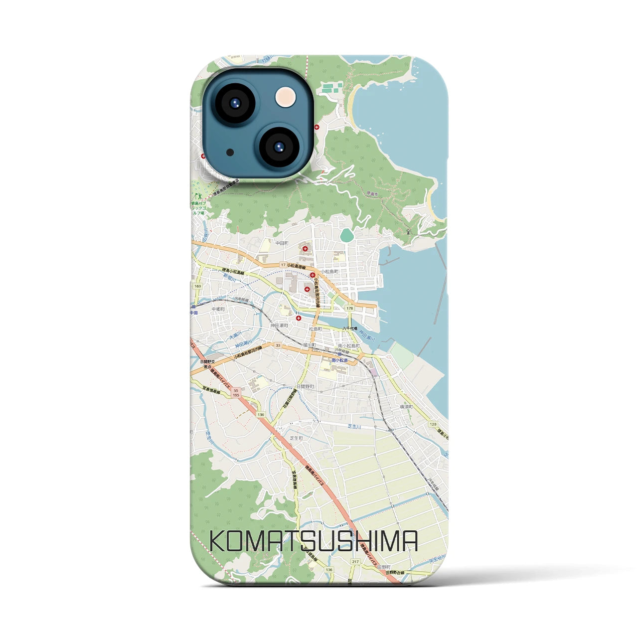 【小松島（徳島県）】地図柄iPhoneケース（バックカバータイプ）