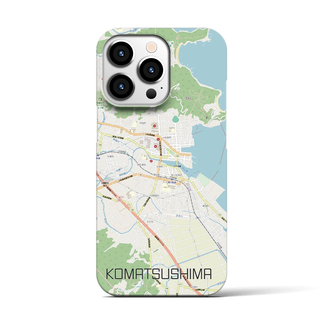 【小松島（徳島県）】地図柄iPhoneケース（バックカバータイプ）