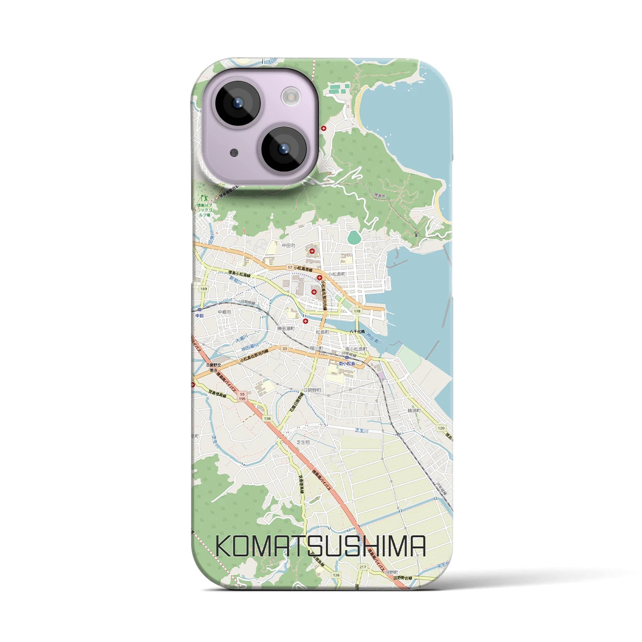 【小松島（徳島県）】地図柄iPhoneケース（バックカバータイプ）