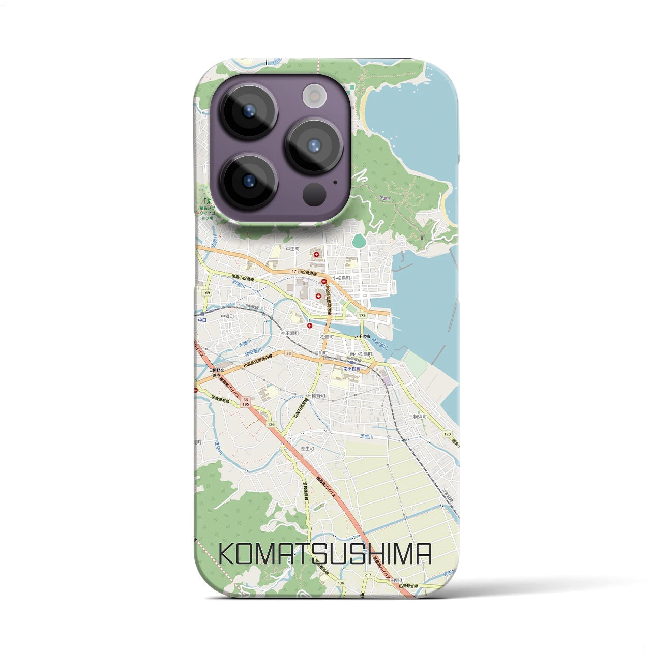 【小松島（徳島県）】地図柄iPhoneケース（バックカバータイプ）