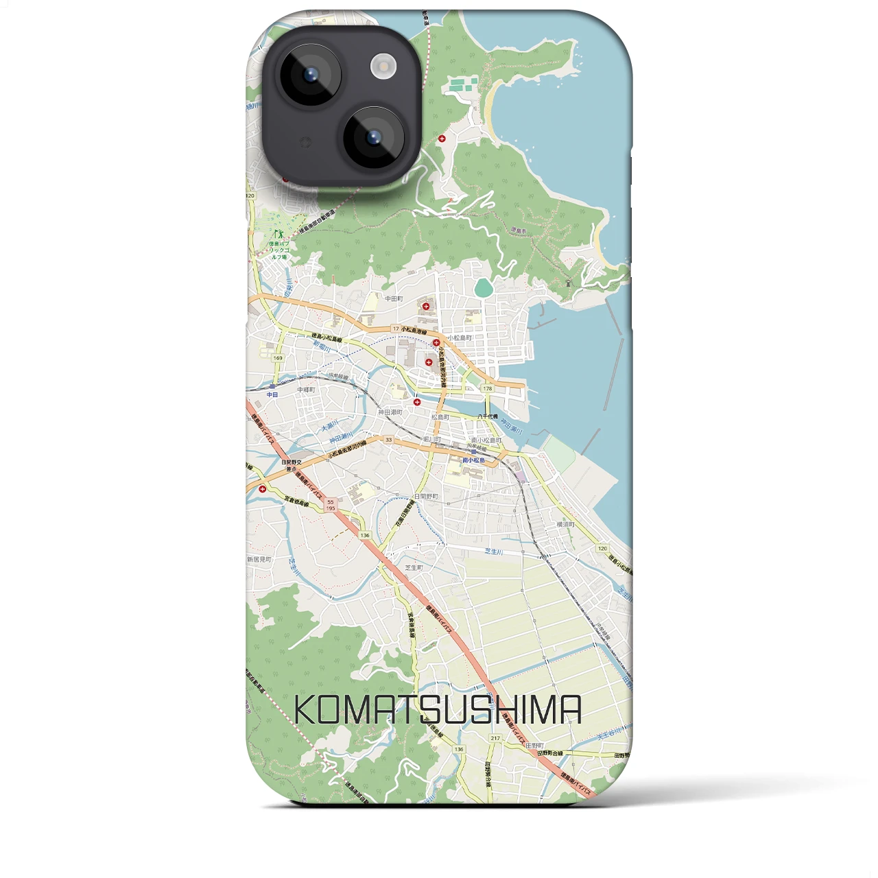 【小松島（徳島県）】地図柄iPhoneケース（バックカバータイプ）