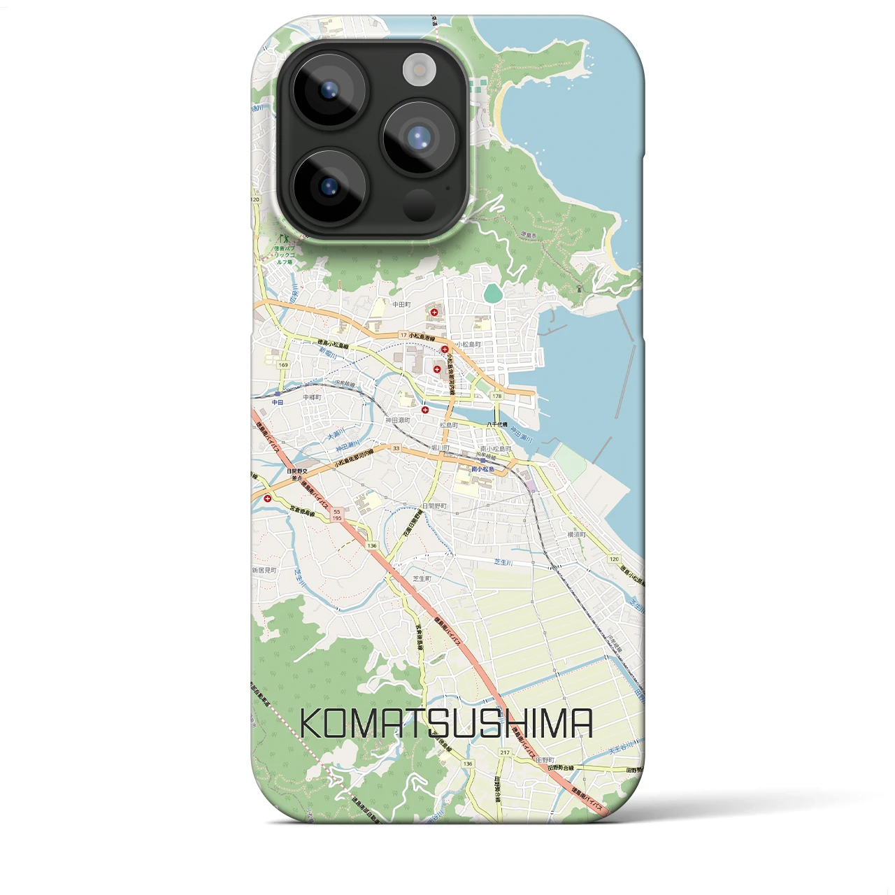 【小松島（徳島県）】地図柄iPhoneケース（バックカバータイプ）