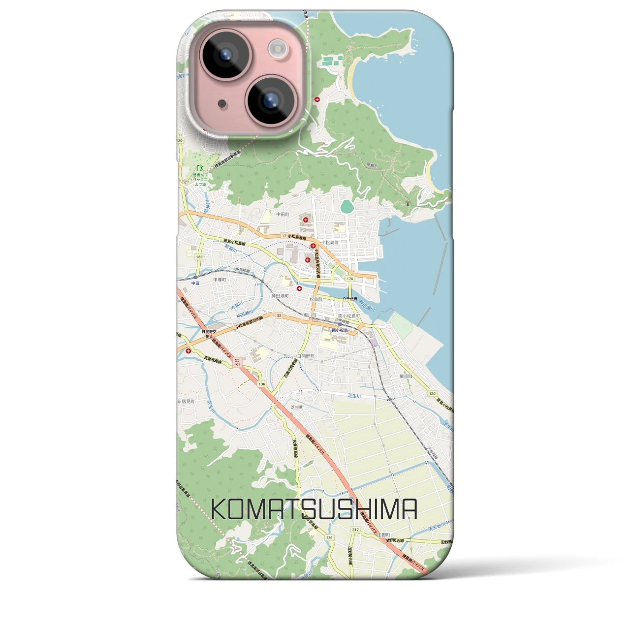 【小松島（徳島県）】地図柄iPhoneケース（バックカバータイプ）