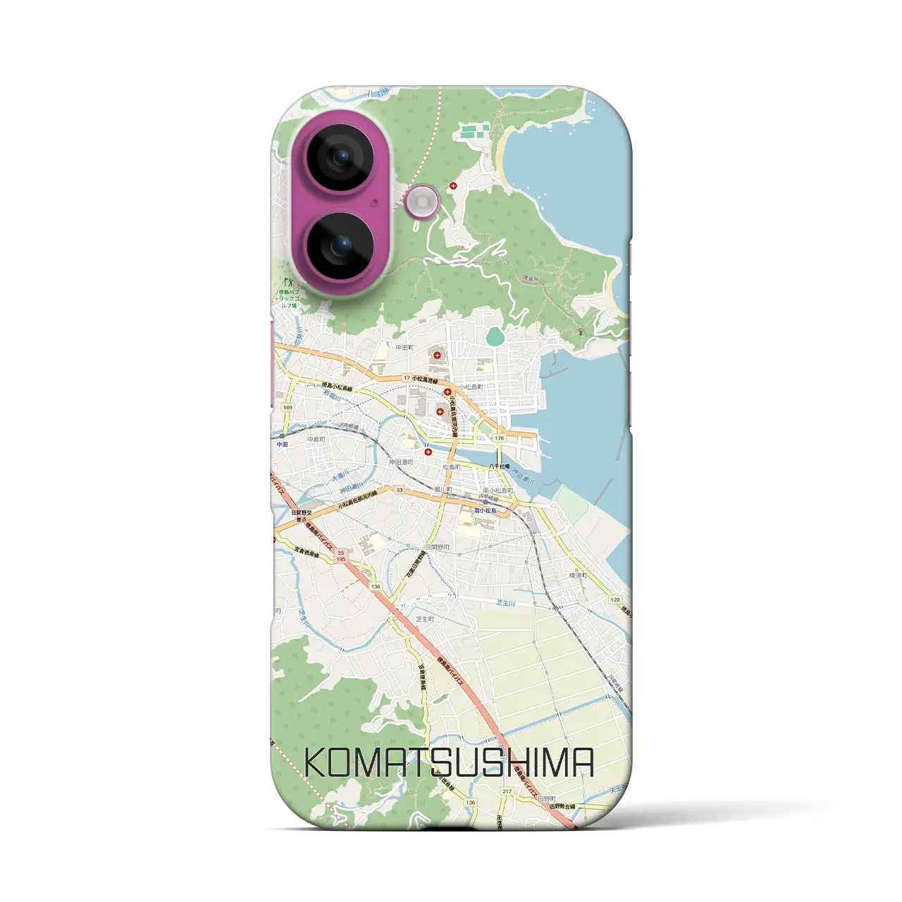 【小松島（徳島県）】地図柄iPhoneケース（バックカバータイプ）