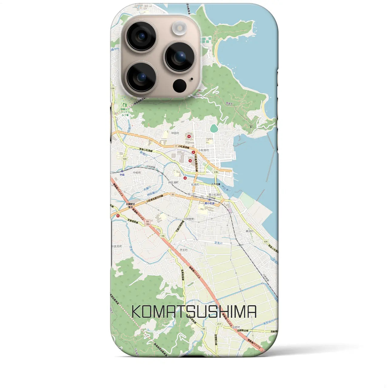 【小松島（徳島県）】地図柄iPhoneケース（バックカバータイプ）