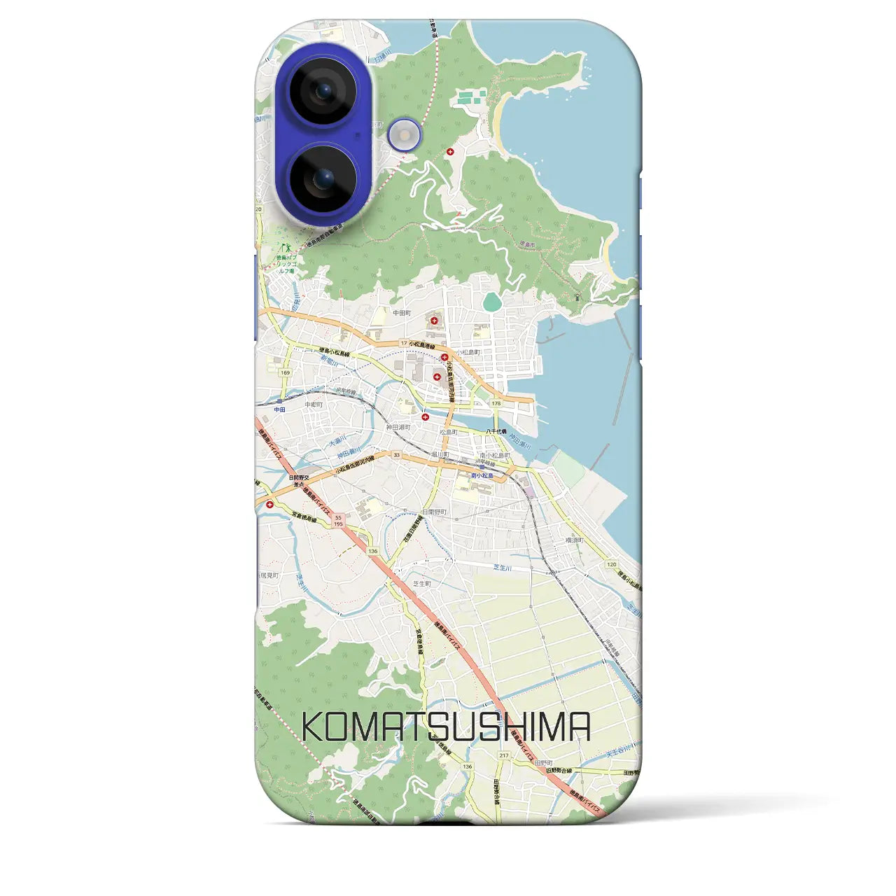 【小松島（徳島県）】地図柄iPhoneケース（バックカバータイプ）