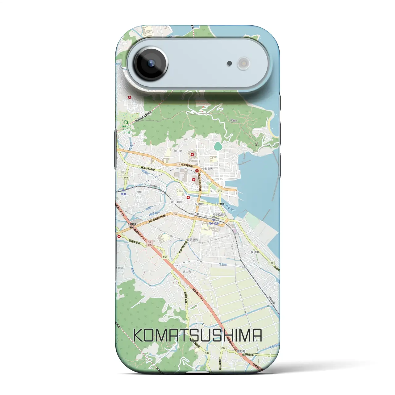 【小松島（徳島県）】地図柄iPhoneケース（バックカバータイプ）ナチュラル・iPhone 17 Pro Max 用