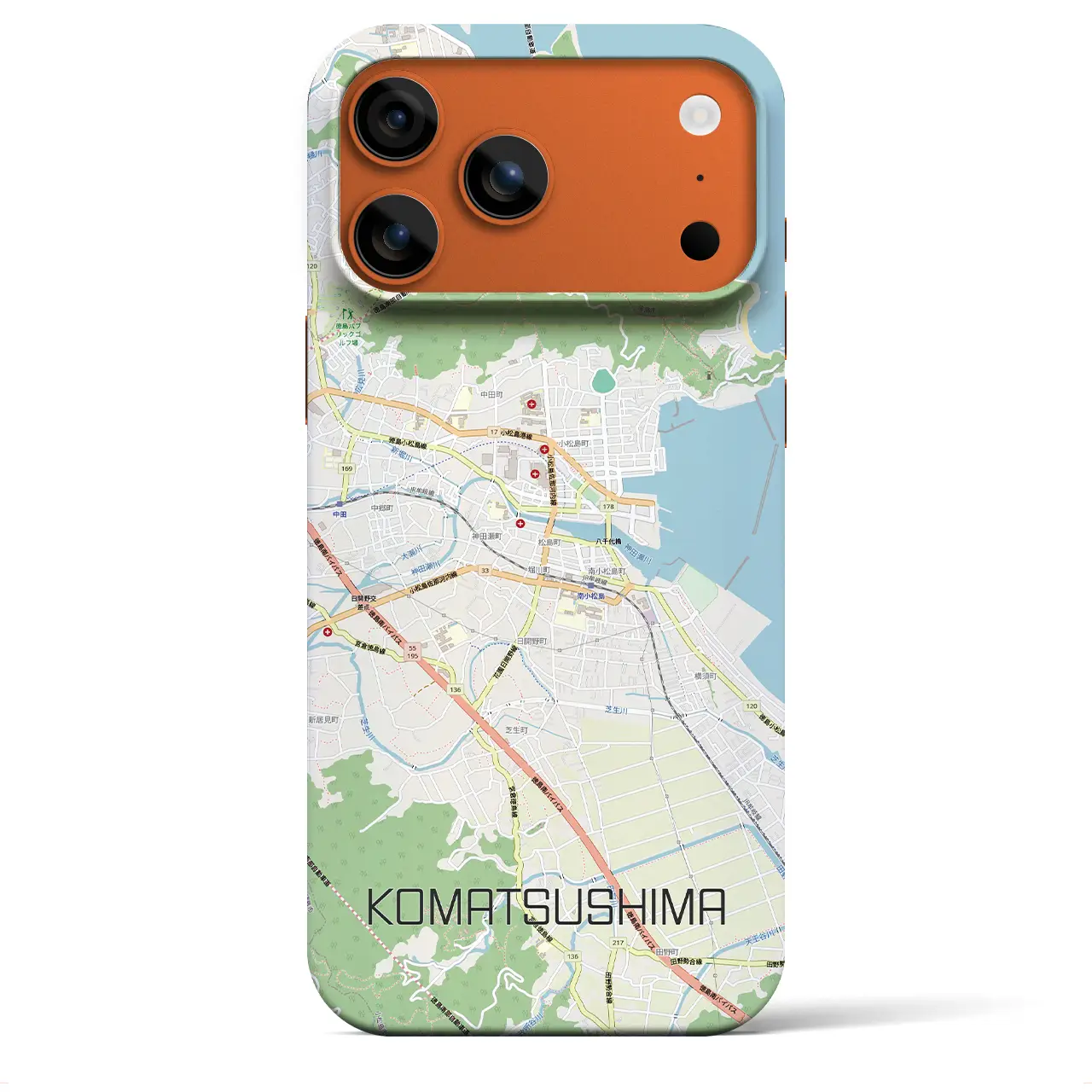 【小松島（徳島県）】地図柄iPhoneケース（バックカバータイプ）