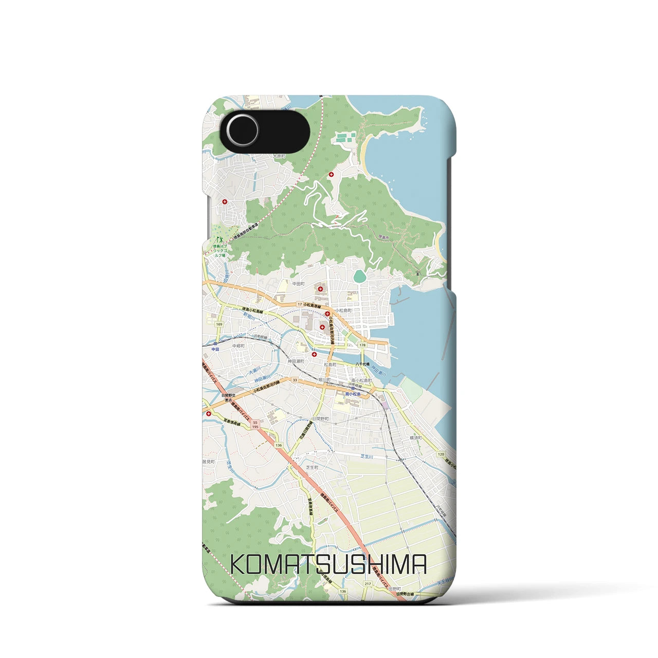 【小松島（徳島県）】地図柄iPhoneケース（バックカバータイプ）
