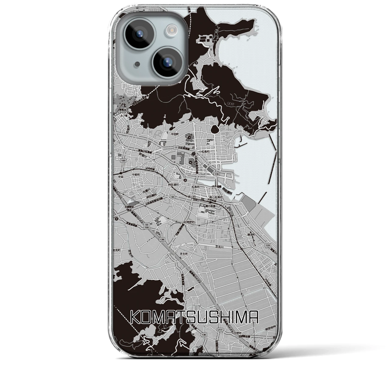 【小松島（徳島県）】地図柄iPhoneケース（クリアタイプ）