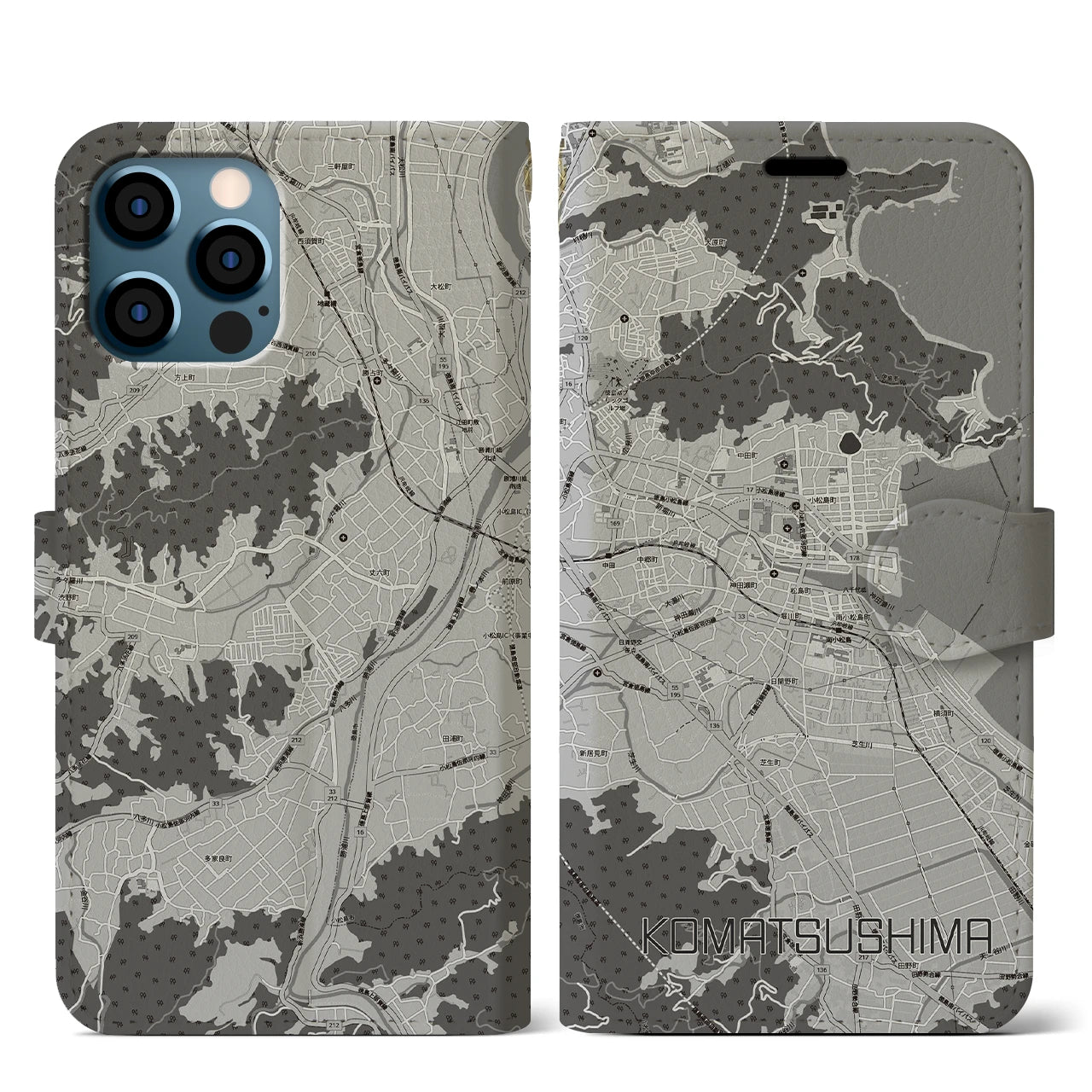 【小松島（徳島県）】地図柄iPhoneケース（手帳タイプ）