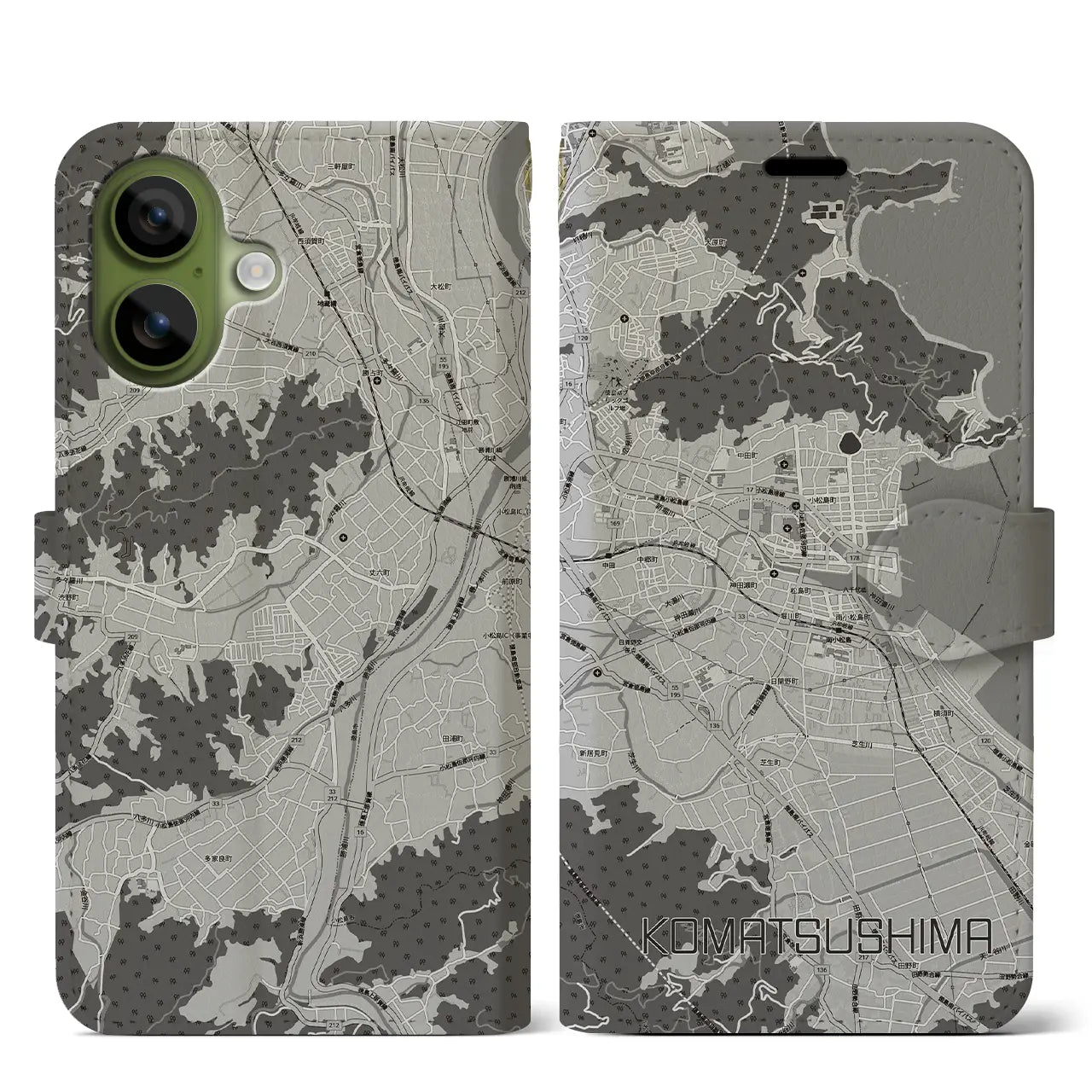 【小松島（徳島県）】地図柄iPhoneケース（手帳タイプ）