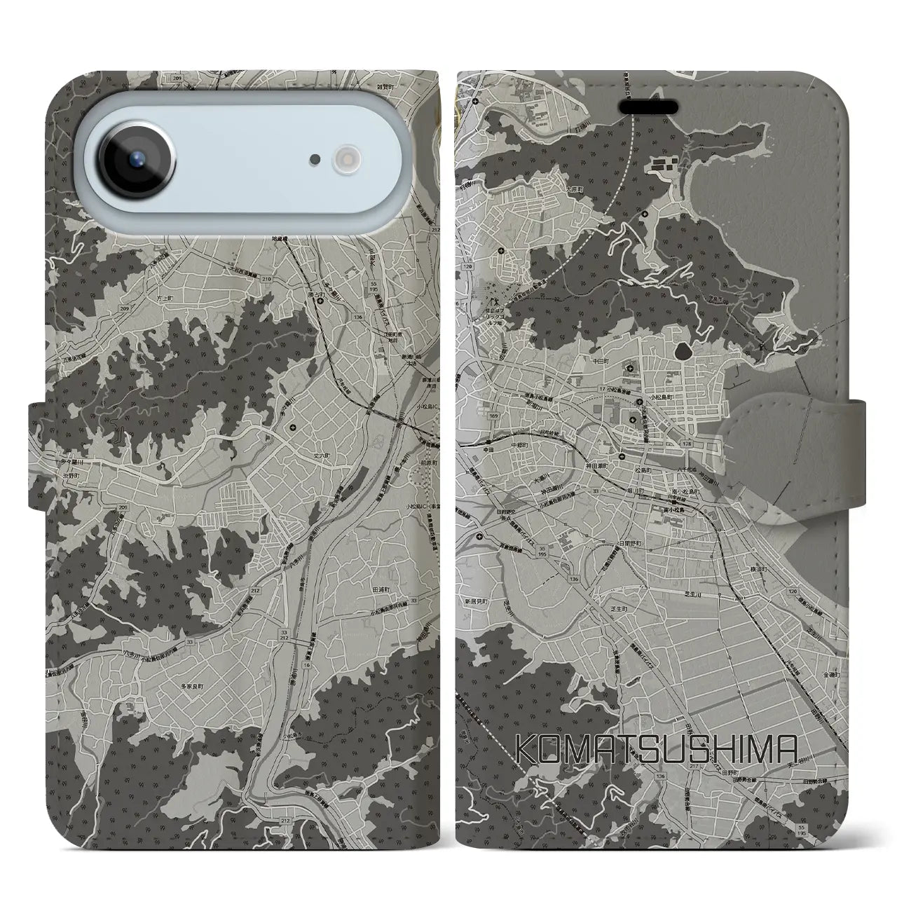 【小松島（徳島県）】地図柄iPhoneケース（手帳タイプ）