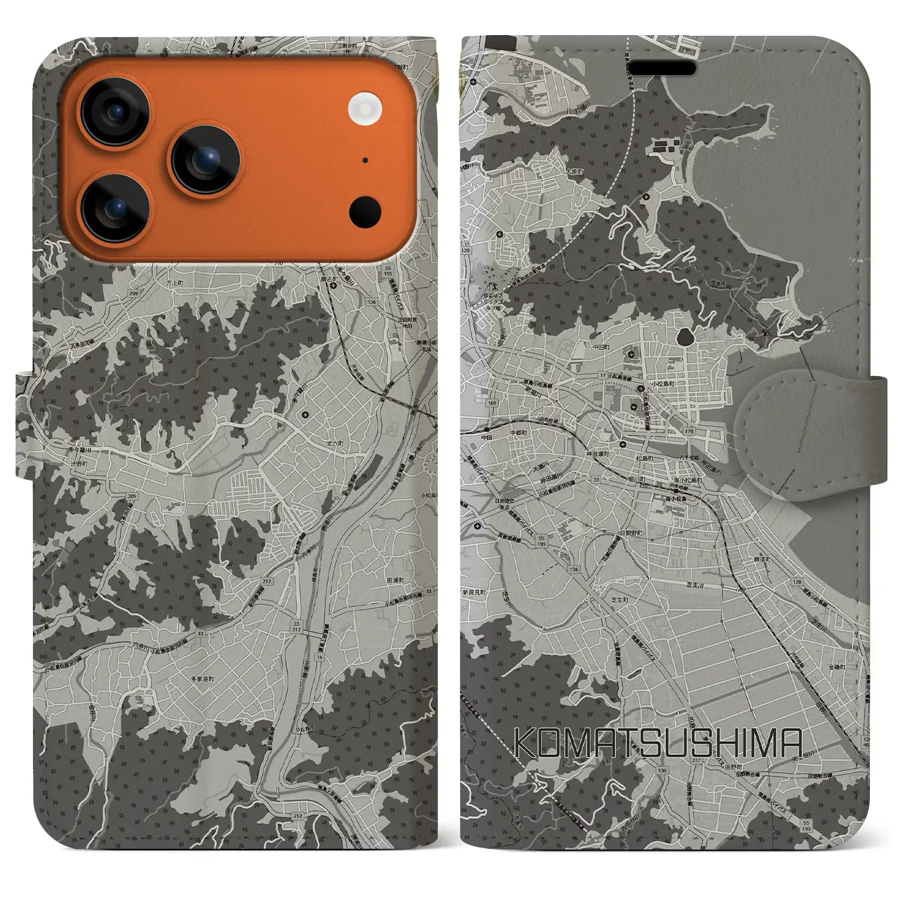 【小松島（徳島県）】地図柄iPhoneケース（手帳タイプ）