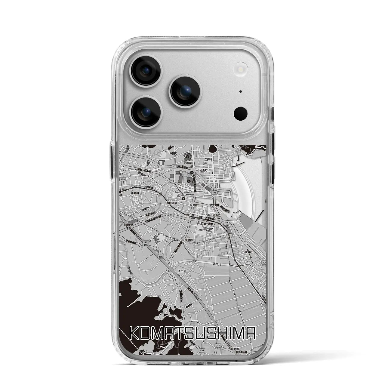 【小松島（徳島県）】地図柄iPhoneケース（MagSafeタイプ）モノトーン・iPhone 17 Pro Max 用