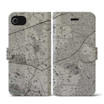 【駒沢大学（東京都）】地図柄iPhoneケース（手帳タイプ）モノトーン・iPhone SE（第3 / 第2世代） / 8 / 7 / 6s / 6 用