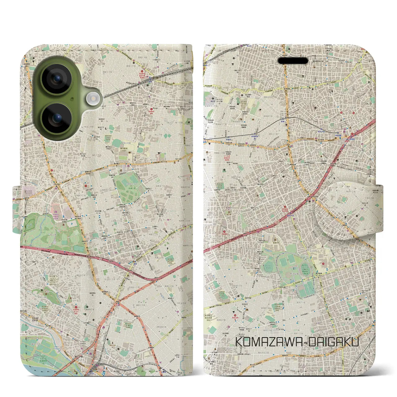 【駒沢大学（東京都）】地図柄iPhoneケース（手帳タイプ）