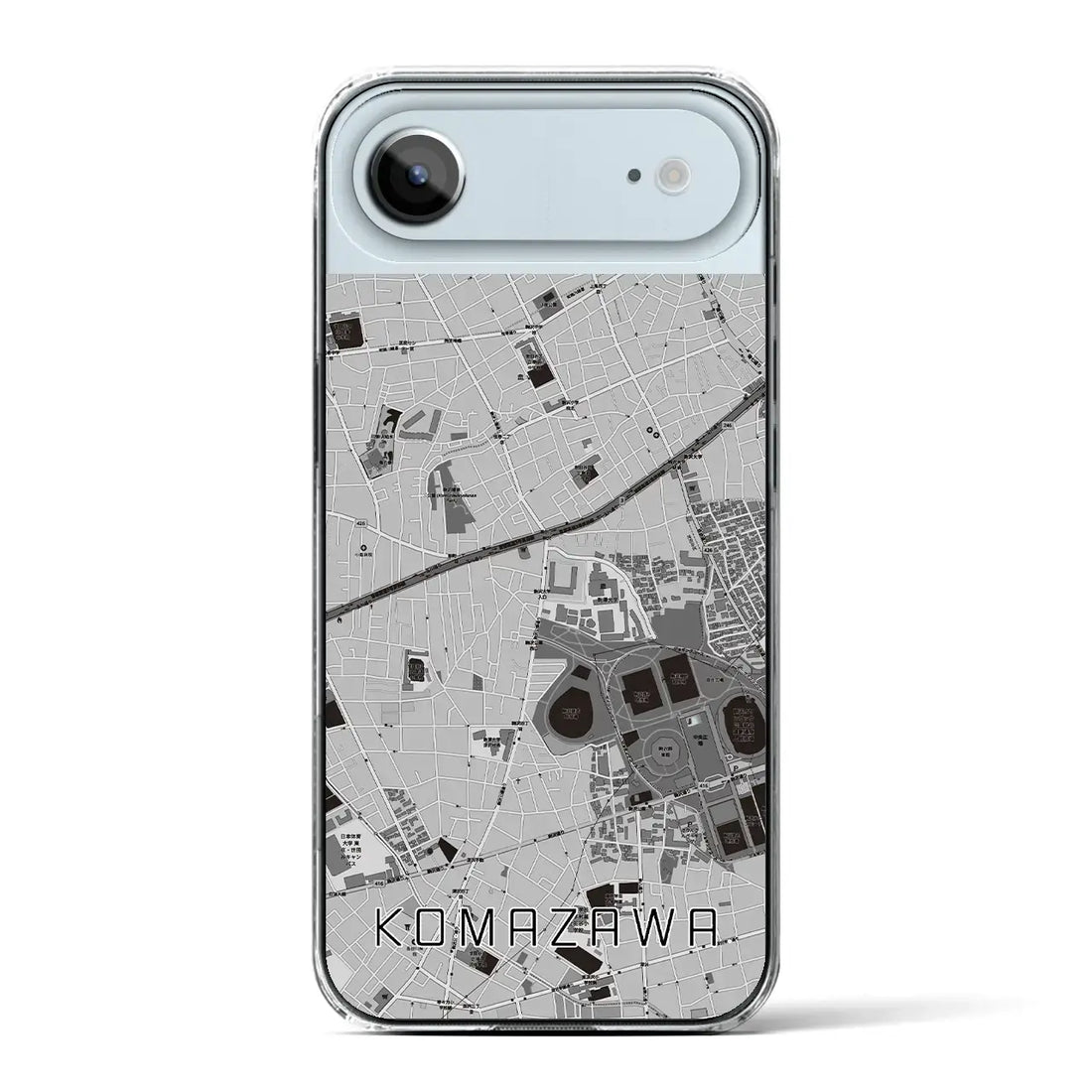 【駒沢(東京都)】地図柄iPhoneケース(クリアタイプ)モノトーン・iPhone 17 Pro Max 用
