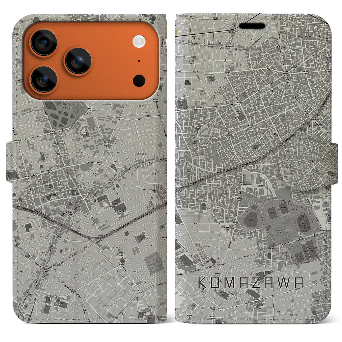 【駒沢（東京都）】地図柄iPhoneケース（手帳タイプ）