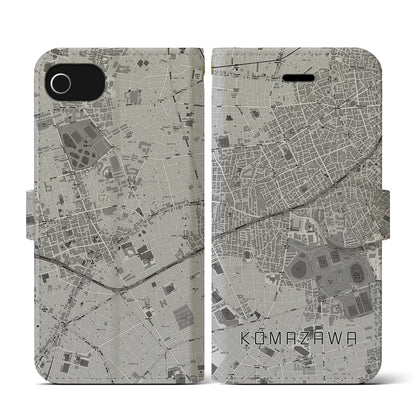 【駒沢（東京都）】地図柄iPhoneケース（手帳タイプ）モノトーン・iPhone SE（第3 / 第2世代） / 8 / 7 / 6s / 6 用