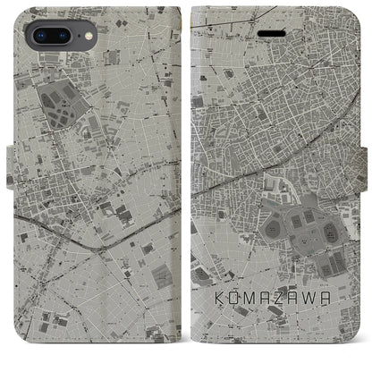 【駒沢（東京都）】地図柄iPhoneケース（手帳タイプ）モノトーン・iPhone 8Plus /7Plus / 6sPlus / 6Plus 用