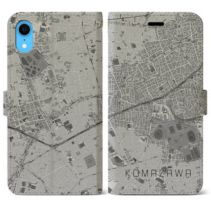 【駒沢（東京都）】地図柄iPhoneケース（手帳タイプ）モノトーン・iPhone XR 用