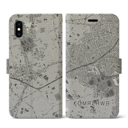 【駒沢（東京都）】地図柄iPhoneケース（手帳タイプ）モノトーン・iPhone XS / X 用